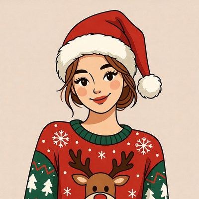 Festive woman in holiday attire