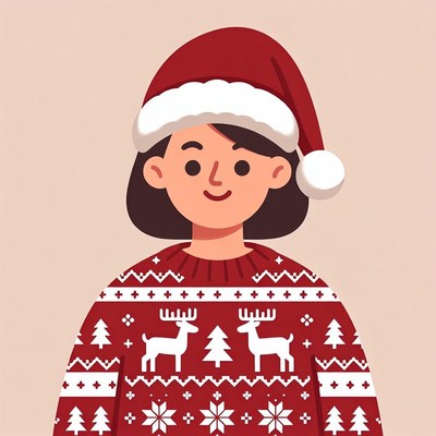 Red sweater with reindeer design for holiday