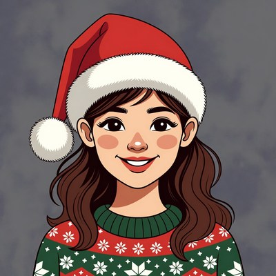 Girl in santa hat with sweater