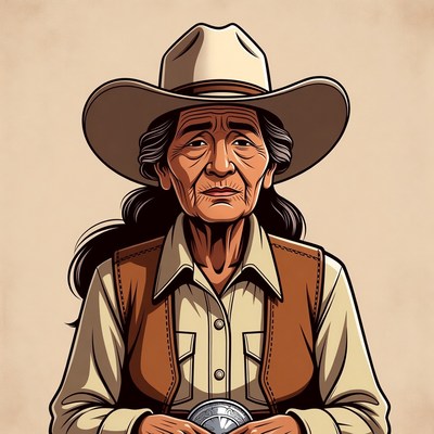 Elder cowboy in hat and vest