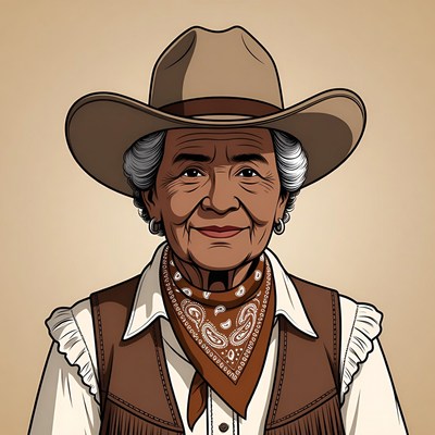 Elderly cowboy portrait with hat and scarf