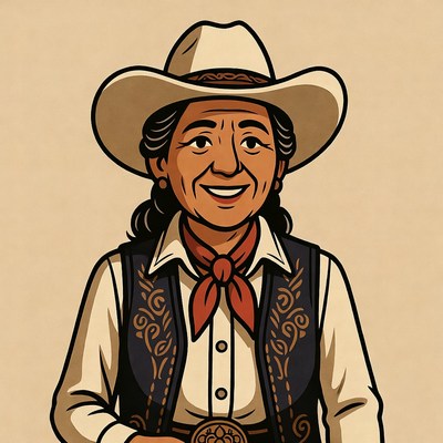 Smiling cowboy with hat and vest