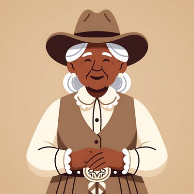 Illustration of a woman in a cowboy hat