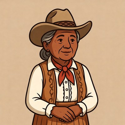 Elderly woman in cowboy attire