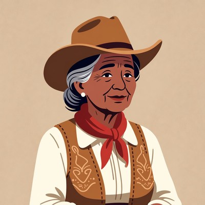 Elderly woman in cowboy attire