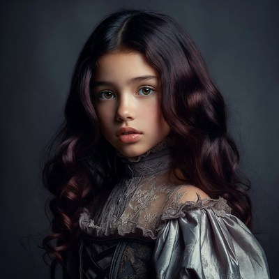 Child in vintage dress posing