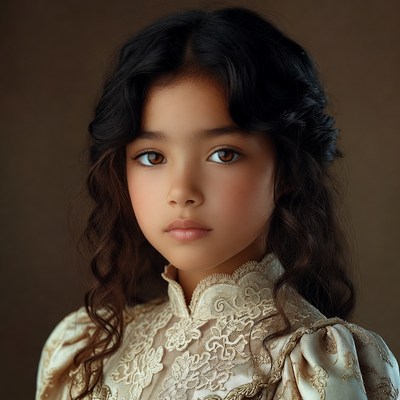 Young girl in vintage dress
