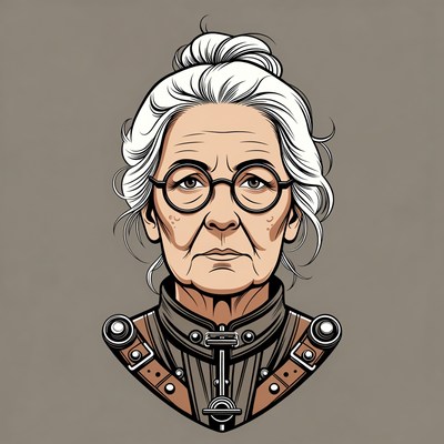 Elderly woman in detailed outfit