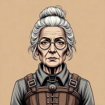 Elderly woman with gray hair and glasses