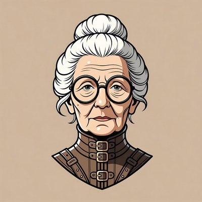 Elderly woman with glasses and bun