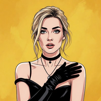 Female portrait with yellow background