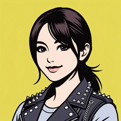 Young woman in leather jacket