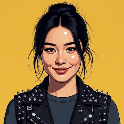 Young woman with a leather jacket