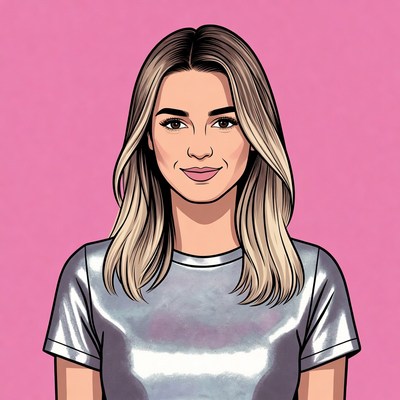 Woman with light hair and pink background