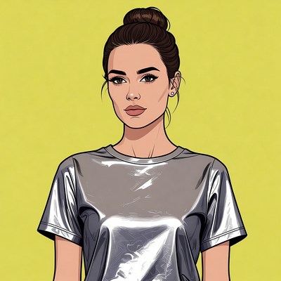 Young woman in shiny shirt