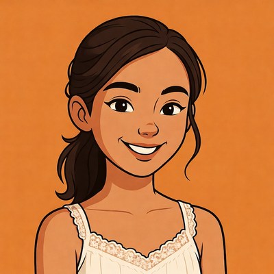 Girl with a warm smile in a digital art