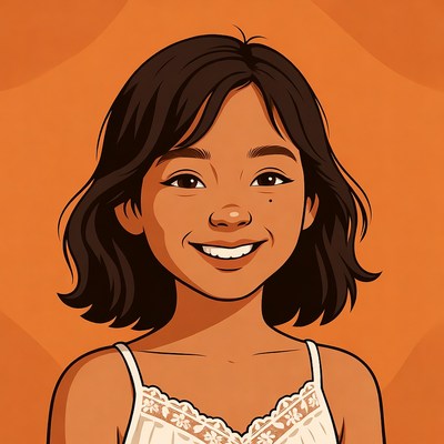 Smiling girl with short brown hair