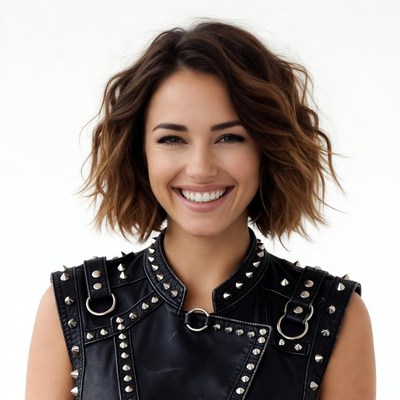 Smiling woman in black outfit