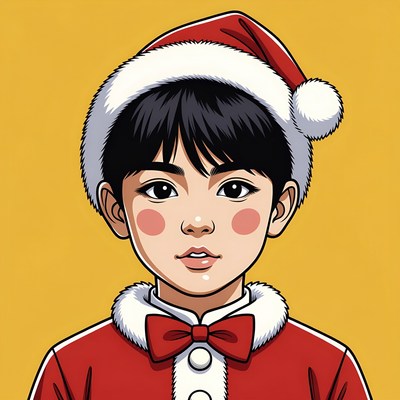 Boy in santa costume with bow tie