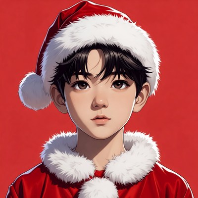 Santa hat portrait in bright red