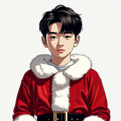 Young boy in santa outfit