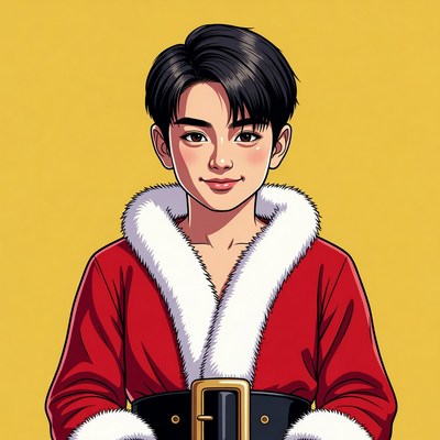 Young boy in santa outfit