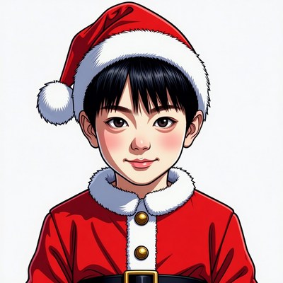 Child in santa costume during holiday season