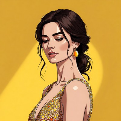 Woman poses with elegance under light