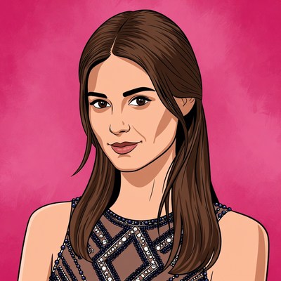 Creative drawing of young woman with brown hair