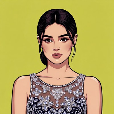 Young woman in beaded dress