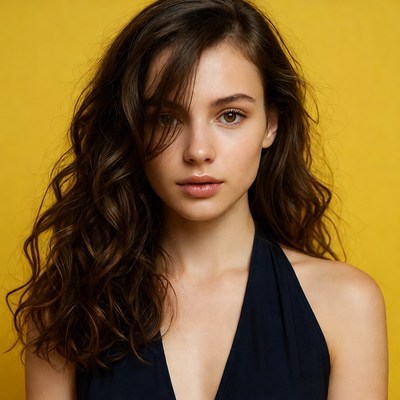 Portrait of a woman with curly hair
