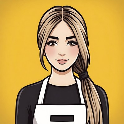 Young woman with long hair in apron