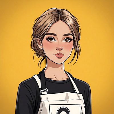 Young woman in apron smiling