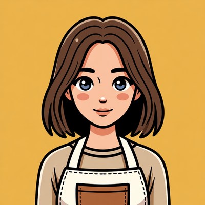Woman in apron with brown hair