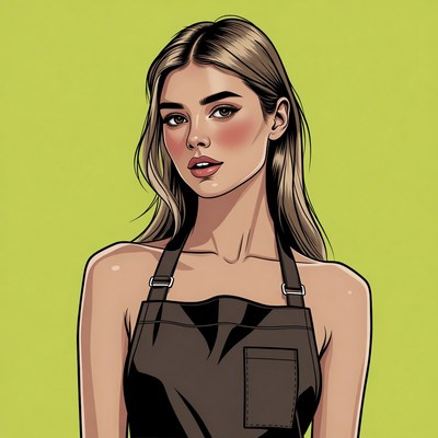 Young woman in an apron posing