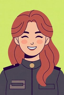 Smiling woman in uniform with red hair