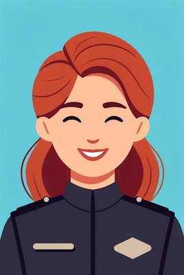 Smiling police officer on blue background