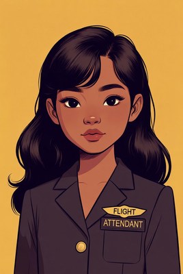 Flight attendant in uniform with a smile