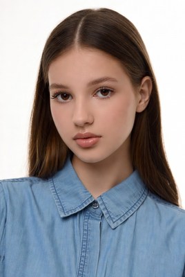 Young woman posing in denim shirt