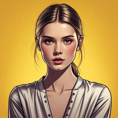 Bold young woman on yellow background