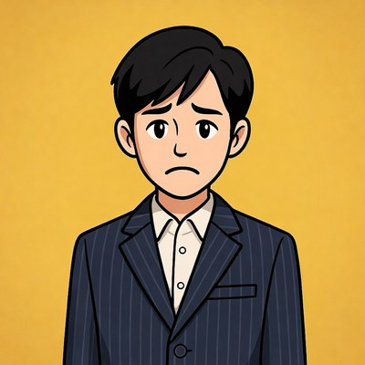 Young man in suit looking concerned