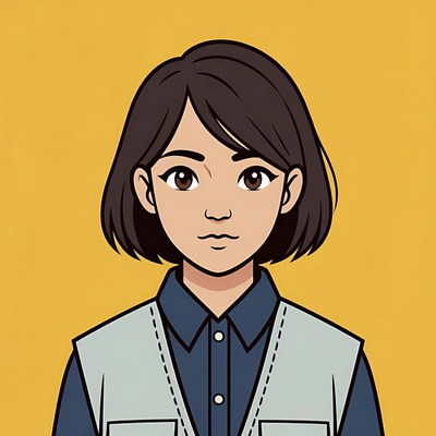 Young person with short hair stands still