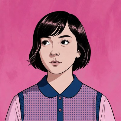 Young girl with short hair