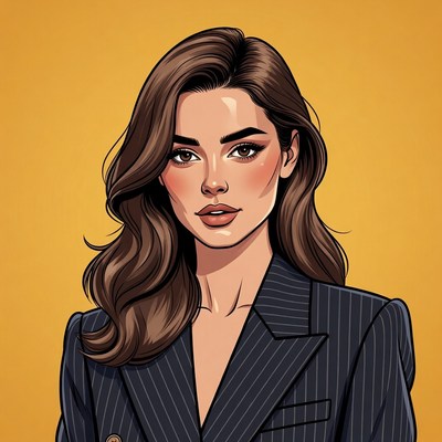 Portrait of a woman in a striped suit