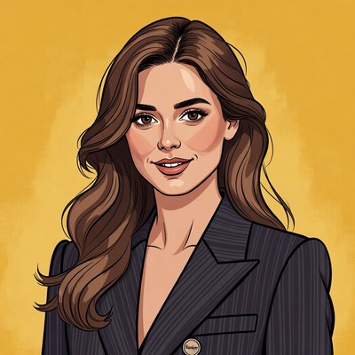 Portrait of a woman in a striped suit