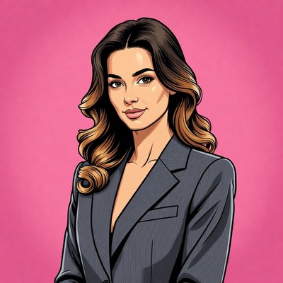 Business woman against pink background