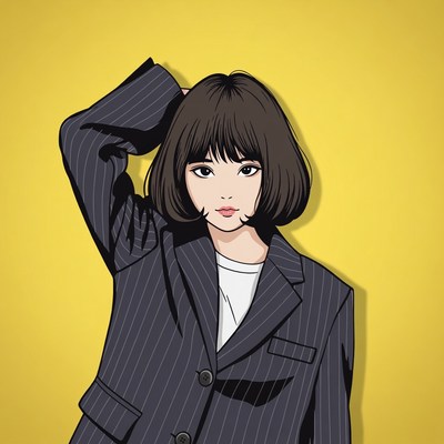 Young woman in striped suit portrait