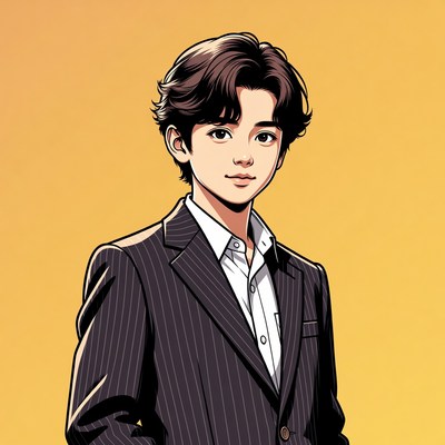 Young man in suit standing confidently