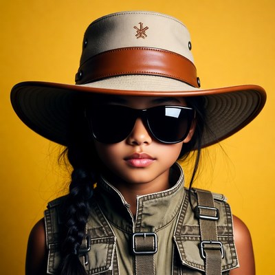 Child in safari hat and sunglasses