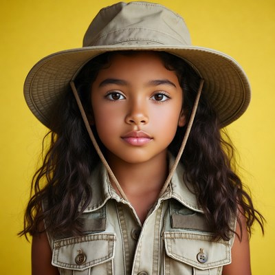 Young girl in safari hat